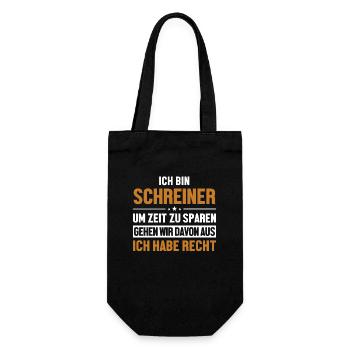 Schreiner hat immer Recht Carpenter Holztechniker - Geschenkbeutel für Flaschen - Schwarz - Vorne