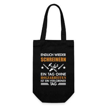 Endlich wieder Schreinern Carpenter - Geschenkbeutel für Flaschen - Schwarz - Vorne