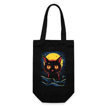 A cat at night - Gift Bag for Bottles - black - Front