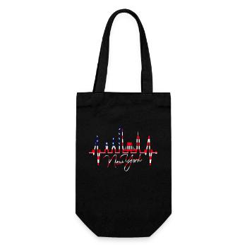 New York Skyline Herzschlag Herz USA Geschenk NY - Geschenkbeutel für Flaschen - Schwarz - Vorne