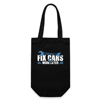 Fix Cars First Work Later Mechatroniker Kfz - Geschenkbeutel für Flaschen - Schwarz - Vorne
