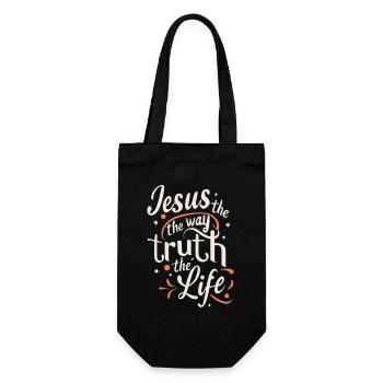 Jesus der Weg Wahrheit Leben - Geschenkbeutel für Flaschen - Schwarz - Vorne