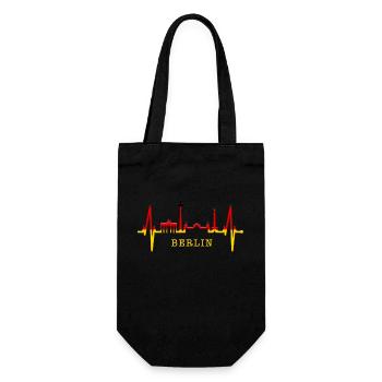 Berlin Skyline Herzschlag Herz Liebe Love Berliner - Geschenkbeutel für Flaschen - Schwarz - Vorne