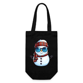 Cooler Schneemann mit Sonnenbrille Winter Design - Geschenkbeutel für Flaschen - Schwarz - Vorne