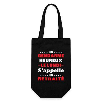 Un gendarme heureux le lundi s appelle un retraité - Sac à bouteille - noir - Devant