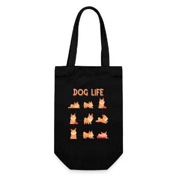 Dog Life Vierbeiner Wauwau Rüde Welsh Corgi - Geschenkbeutel für Flaschen - Schwarz - Vorne