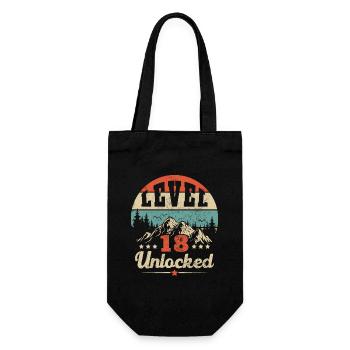 Level 18 freigeschaltet - Gamer - Geburtstag - Geschenk - Geschenkbeutel für Flaschen - Schwarz - Vorne