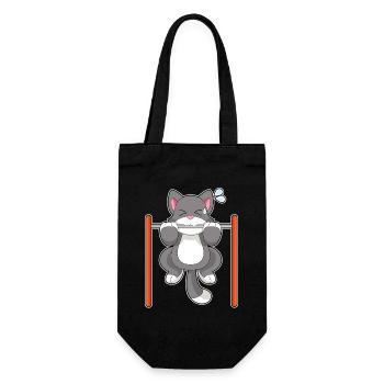 Katze Bodybuilder Klimmzüge Bodybuilding - Geschenkbeutel für Flaschen - Schwarz - Vorne