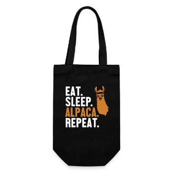 Eat Sleep Alpaca Repeat Huacaya Pako Llama Alpaca - Gift Bag for Bottles - black - Front