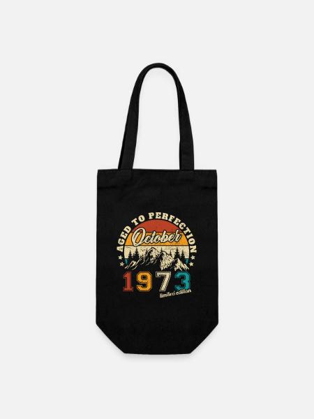 Cadeau Anniversaire Rétro Vintage 1973 Octobre - Sac à bouteille - noir