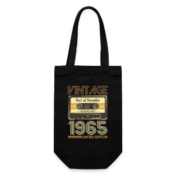 58th Birthday Cassette November Vintage 1965 - Gift Bag for Bottles - black - Front
