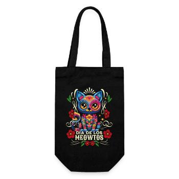 Dia De los Muertos Meowtos Cat Colorful Flowers - Gift Bag for Bottles - black - Front