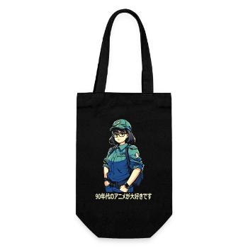 Ich liebe 90er Anime - Geschenkbeutel für Flaschen - Schwarz - Vorne
