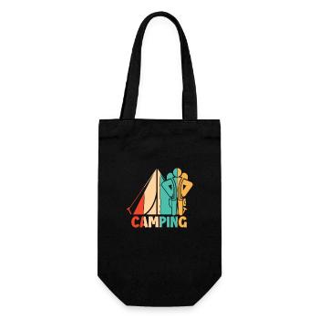 Retro Campingplatz Zelten Glamping Camper Camping - Geschenkbeutel für Flaschen - Schwarz - Vorne