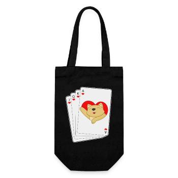 Katze Poker Pokerkarten - Geschenkbeutel für Flaschen - Schwarz - Vorne