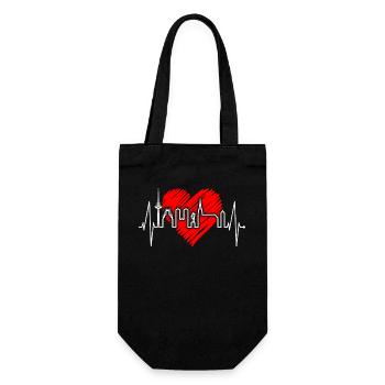 Münster Skyline Herzschlag Herz Liebe Love Münster - Geschenkbeutel für Flaschen - Schwarz - Vorne