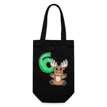 6 Geburtstag 6 Jahre alt mit Tier Motiv - sechs - Geschenkbeutel für Flaschen - Schwarz - Vorne