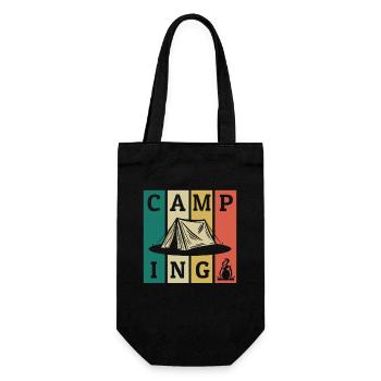 Camping Retro Strips Tents Glamping Campsite - Gift Bag for Bottles - black - Front