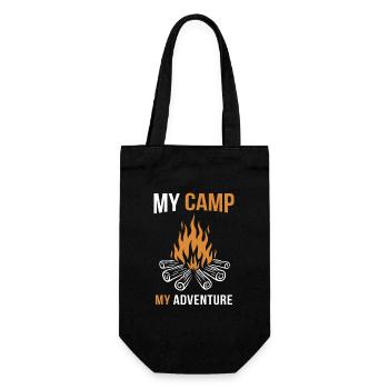 My Camp My Adventure Zelten Glamping Campingplatz - Geschenkbeutel für Flaschen - Schwarz - Vorne