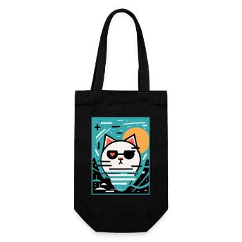 Art artiste chat avec coeur - Sac à bouteille - noir - Devant