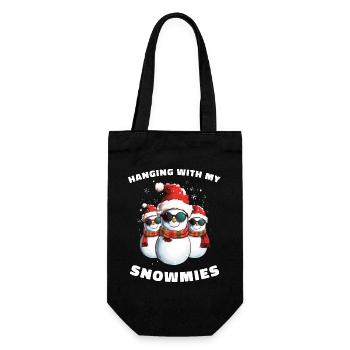 Hanging With My Snowmies Schneemann Weihnachten - Geschenkbeutel für Flaschen - Schwarz - Vorne
