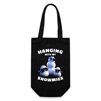 Hanging With My Snowmies Lustige Schneemänner - Geschenkbeutel für Flaschen - Schwarz - Vorne