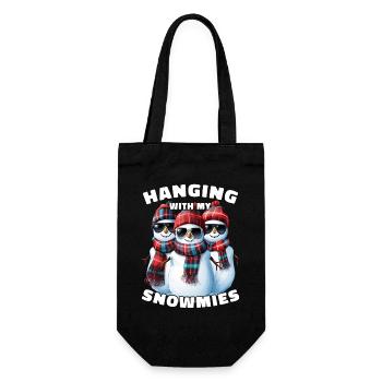 Hanging With My Snowmies Sonnenbrille Schneemänner - Geschenkbeutel für Flaschen - Schwarz - Vorne