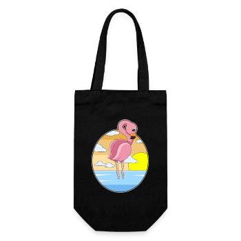 Flamingo Sonnenuntergang - Geschenkbeutel für Flaschen - Schwarz - Vorne