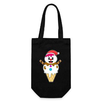 Schneemann Weihnachten Waffeleis - Geschenkbeutel für Flaschen - Schwarz - Vorne
