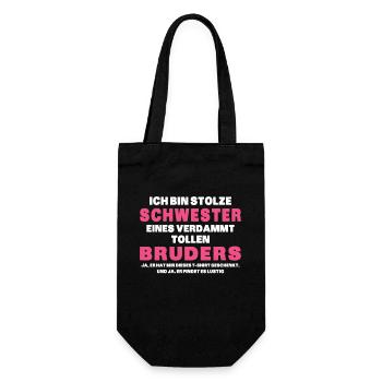Ich Bin Stolze Schwester Eines Verdammt Tollen - Geschenkbeutel für Flaschen - Schwarz - Vorne