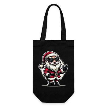 Santa Claus with Sunglasses Xmas Costume - Gift Bag for Bottles - black - Front