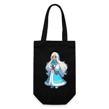 Ded Moroz Snegurotschka russischer Weihnachtsmann - Geschenkbeutel für Flaschen - Schwarz - Vorne
