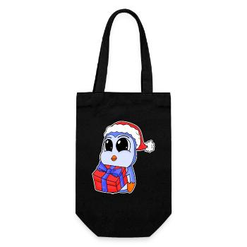Baby Pinguin Weihnachten - Geschenkbeutel für Flaschen - Schwarz - Vorne