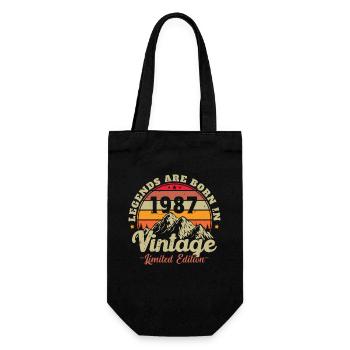1987 Vintage Born In 1987 Birthday Gift - Gift Bag for Bottles - black - Front
