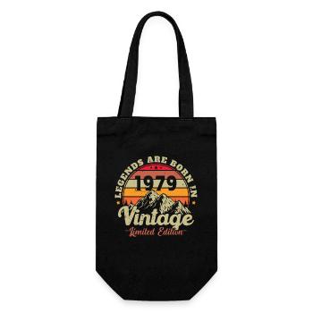 1979 Birthday Born in 1979 Retro Vintage - Gift Bag for Bottles - black - Front