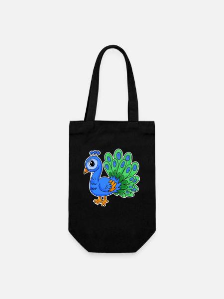 Pfau - Geschenkbeutel für Flaschen - Schwarz
