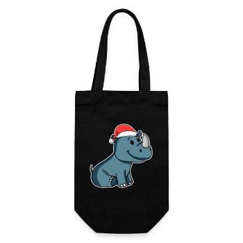 Nashorn Weihnachten - Geschenkbeutel für Flaschen - Schwarz - Vorne