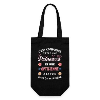 Cadeau Humoristique Opticienne Princesse - Sac à bouteille - noir - Devant