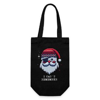 Weihnachtsmann mit Augenklappe Strickmuster - Geschenkbeutel für Flaschen - Schwarz - Vorne