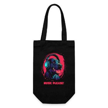 Music please, headphones and dog - Gift Bag for Bottles - black - Front