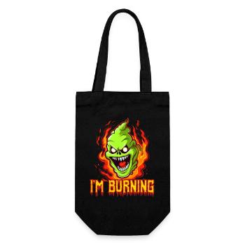 Cartoon Green Slime and Ghost, I'm Burning! - Gift Bag for Bottles - black - Front