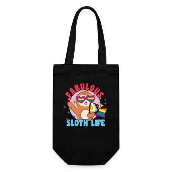 Fabulous sloth life with LGBT flag - Gift Bag for Bottles - black - Front