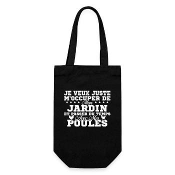 M'occuper de mon jardin Cadeau jardinier poules - Sac à bouteille - noir - Devant