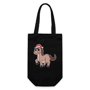 Pferd Weihnachten - Geschenkbeutel für Flaschen - Schwarz - Vorne