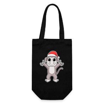 Affe Gym Sport Sportlich Weihnachten - Geschenkbeutel für Flaschen - Schwarz - Vorne