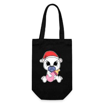 Polar Bear Baby Christmas Bear - Gift Bag for Bottles - black - Front