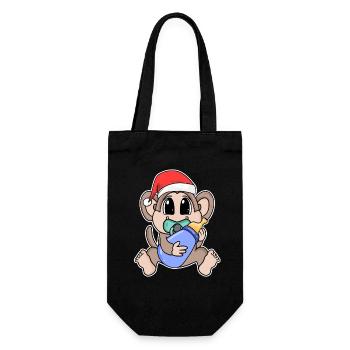 Affe Baby Weihnachten - Geschenkbeutel für Flaschen - Schwarz - Vorne