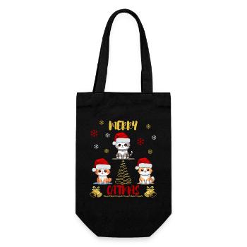Merry Catmas Cat Lover Funny Cute - Gift Bag for Bottles - black - Front
