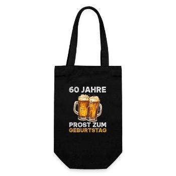 60 Geburtstag Bier Bierliebhaber 60 Jahre Spruch - Geschenkbeutel für Flaschen - Schwarz - Vorne
