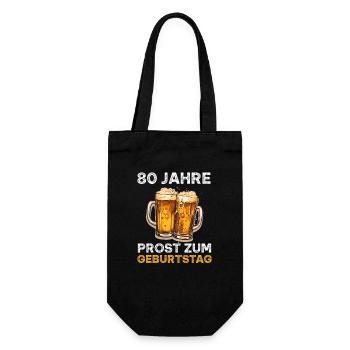 80 Geburtstag Bierliebhaber Biertrinker Bier - Geschenkbeutel für Flaschen - Schwarz - Vorne